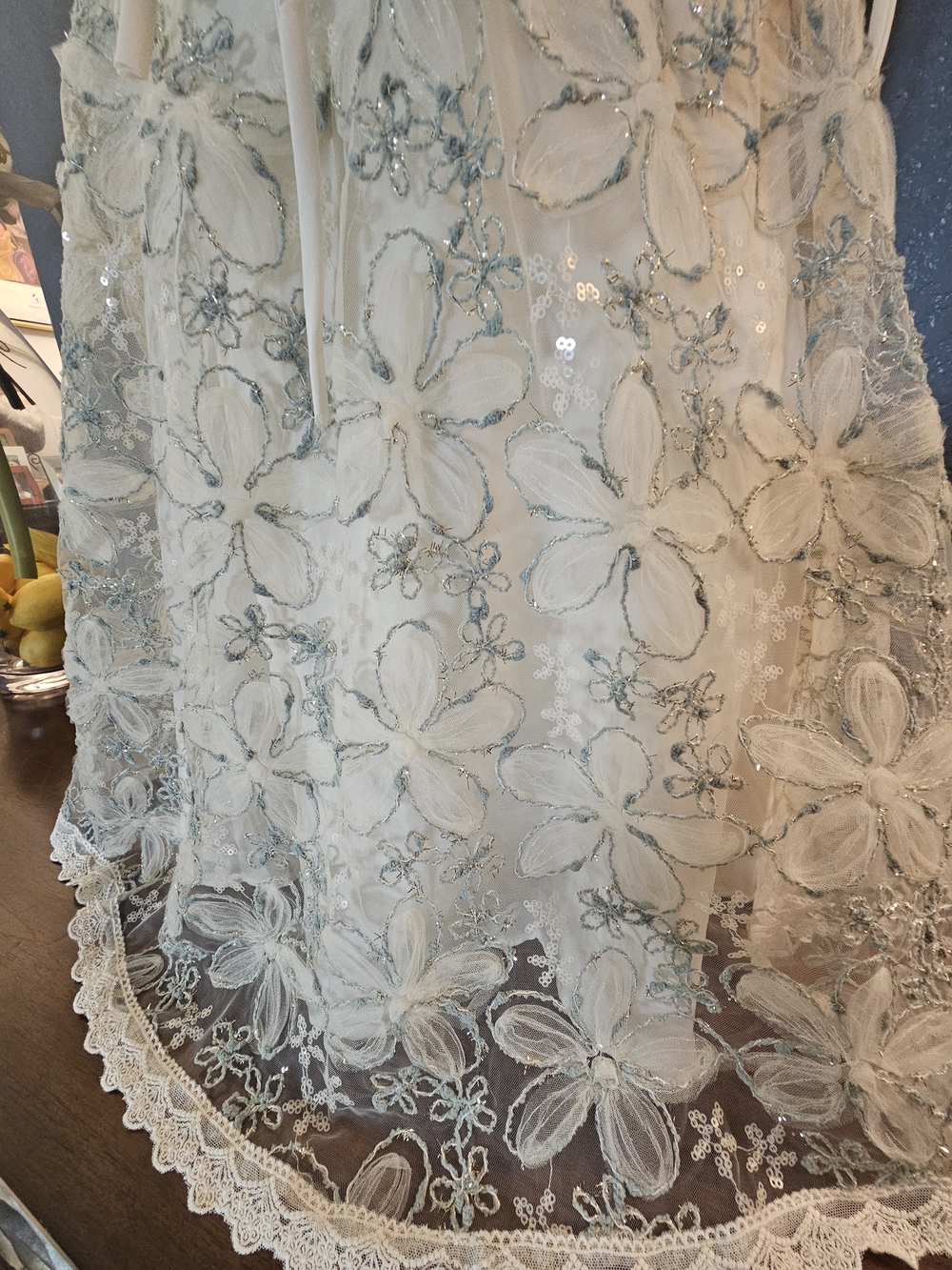 Floral Lace Spaghetti Strap Slip Dress - Ivory - Picture 6 of 13